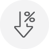 low rate icon. % with a downward arrow